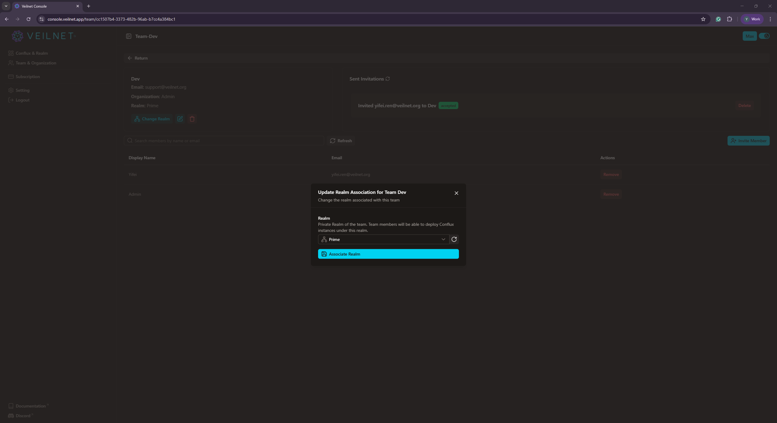 Associate Team to Private Realm