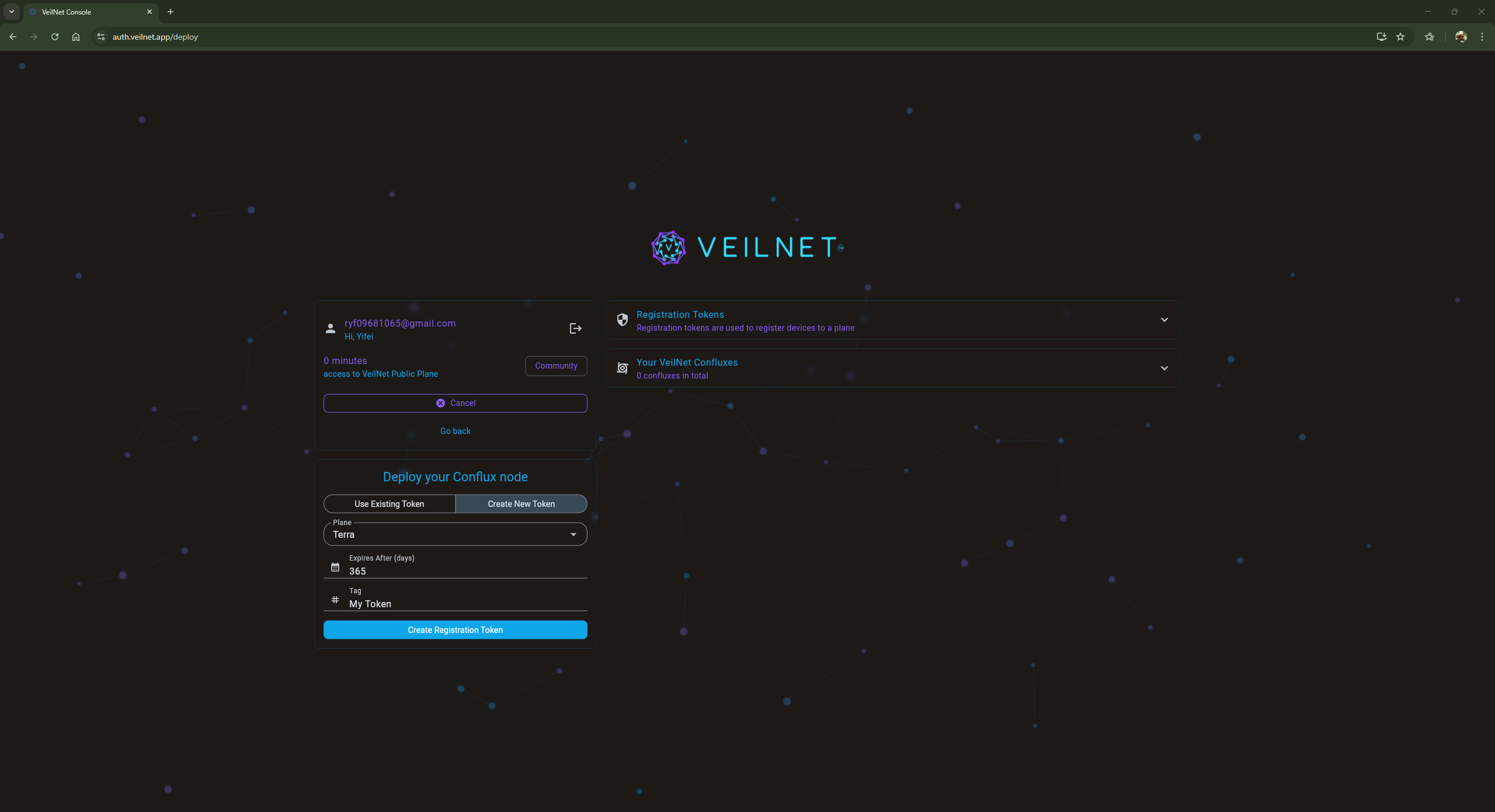 Generate a registration token